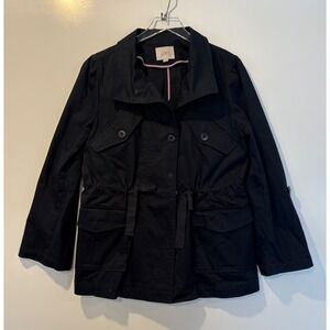 LOFT Womens Waist Tie Utility Jacket Roll Tab Sleeve Military Cargo Large